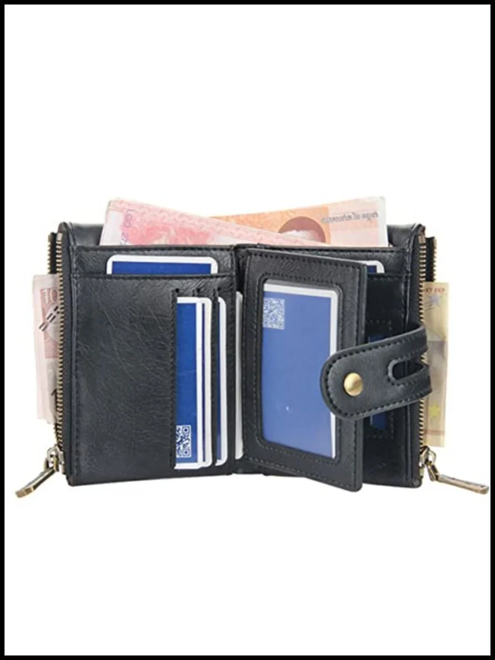 Genuine Leather Bifold Wallet with Chain RFID Blocking Men's